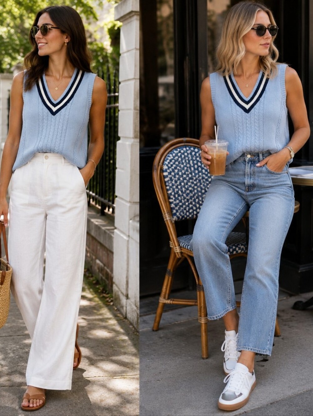BP. BLUE VNECK SLEEVELESS SWEATER